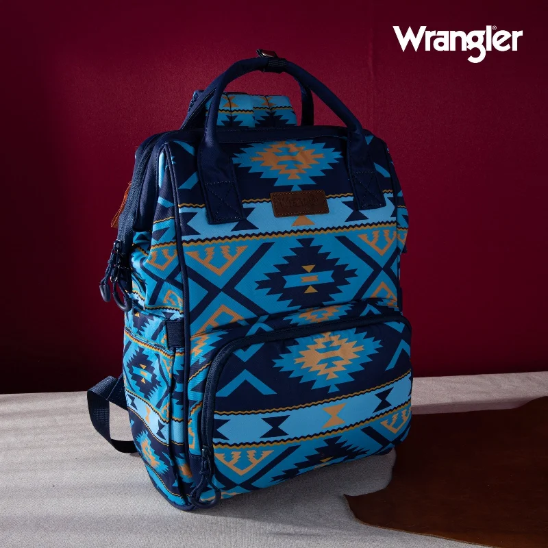 Rustic Bags For Outdoor And Nature-Inspired Looks WG2204-9110  Wrangler Aztec Printed Callie Backpack - Navy