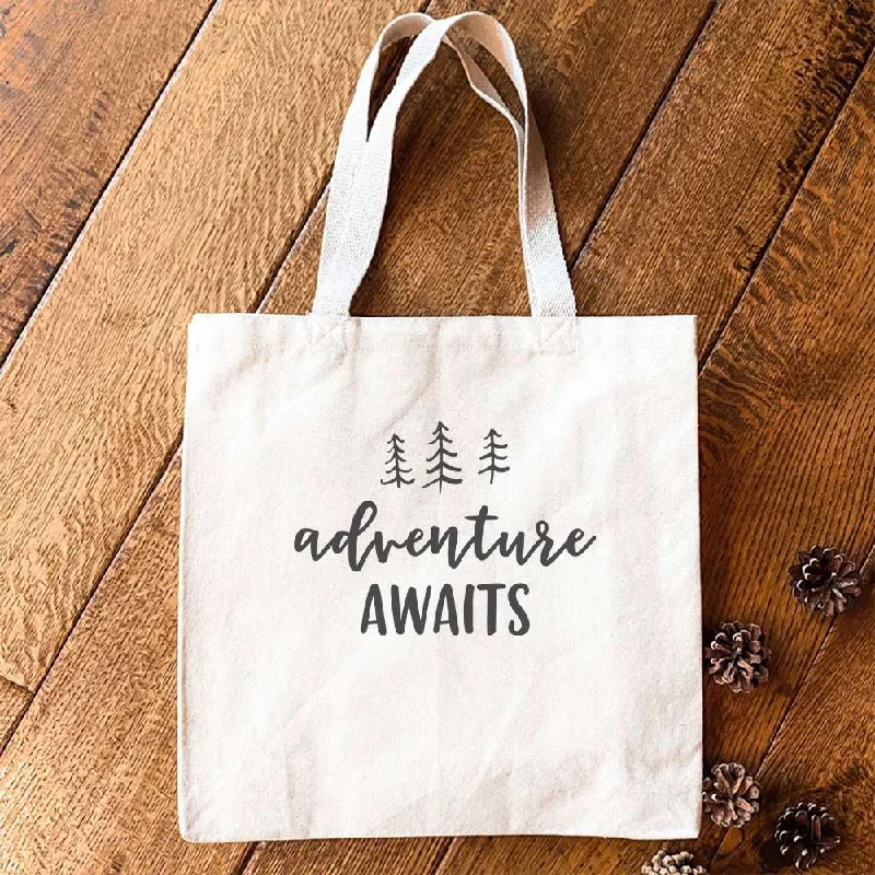 Clearance-Priced Bags Adventure Awaits (Trees) - Canvas Tote Bag