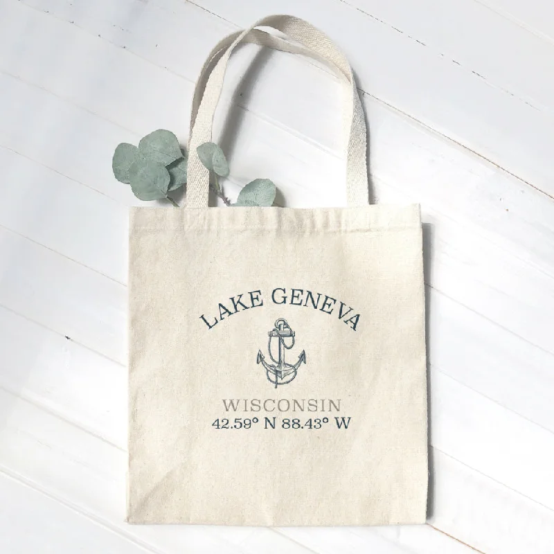 Luxury Seekers Anchor w/ Latitude and Longitude - Canvas Tote Bag