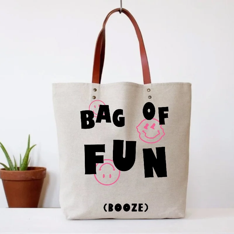 Compact Bags For Minimalist Travelers Fun Club Bag Of Fun (Booze) Tote Bag | Vegan Leather Handles