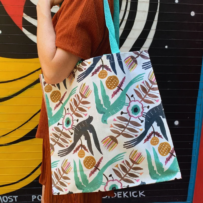 Trendy Festival Bags With Limited-Time Offers Blue Bird Market Tote Bag |  15.50" x 15.25" x 6"