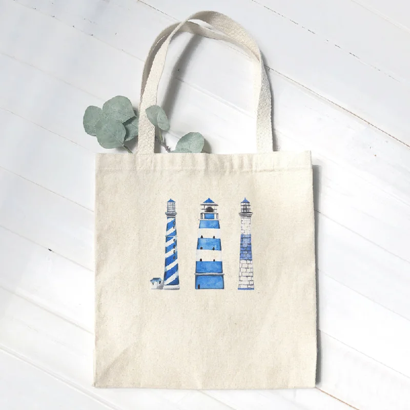 Luxury Bags On Sale Blue Lighthouses - Canvas Tote Bag