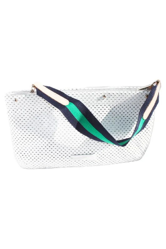 Stylish Bags For Fashion Influencers And Bloggers Kelly Green and Navy Striped Short Bag Strap