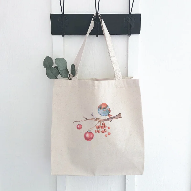 Chic Bags For Office Professionals And Urban Dwellers Christmas Branch with Bird - Canvas Tote Bag