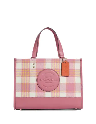 Bag For Luxury Lovers Coach Dempsey Carryall With Garden Plaid Print And Coach Patch