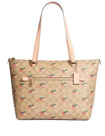 Flash Sale On Premium Bags Coach Gallery Tote In Signature Canvas With Strawberry Print