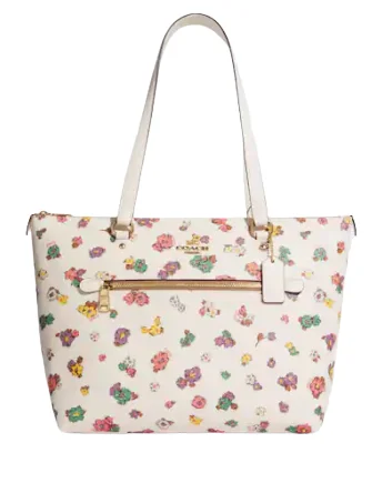 Festive Holiday Gift Bags Coach Gallery Tote With Spaced Floral Field Print