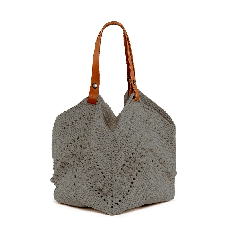 Affordable Handbags Daniela Knotted Crochet Tote Slate