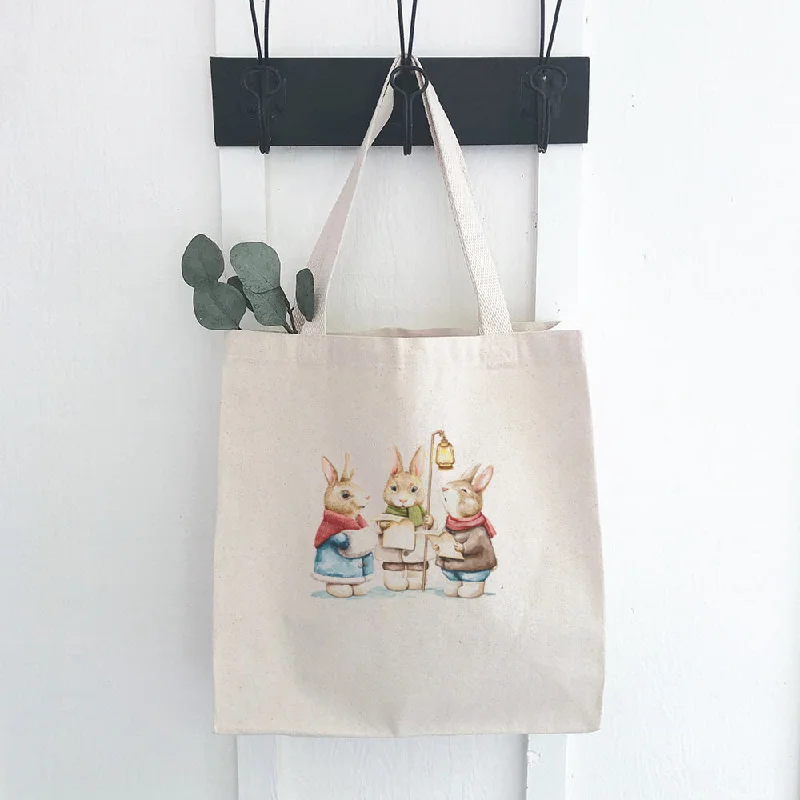 Bold Fashionistas Fairytale Bunny Carolers - Canvas Tote Bag