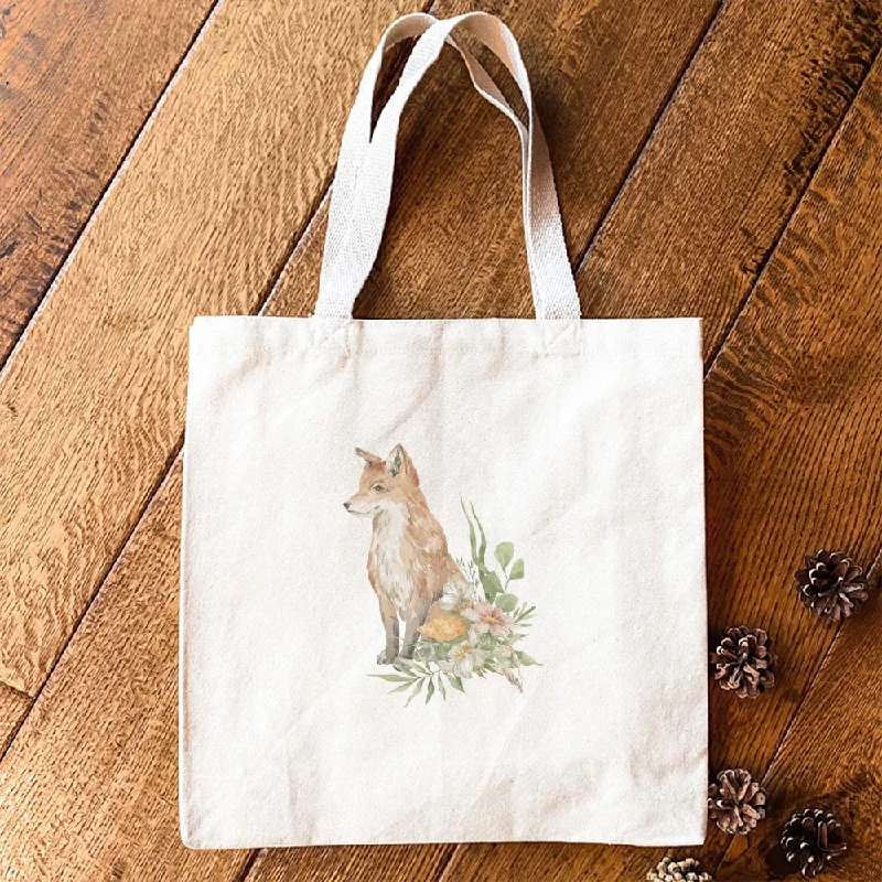 Eco-Friendly Bags With Promotions Floral Fox - Canvas Tote Bag