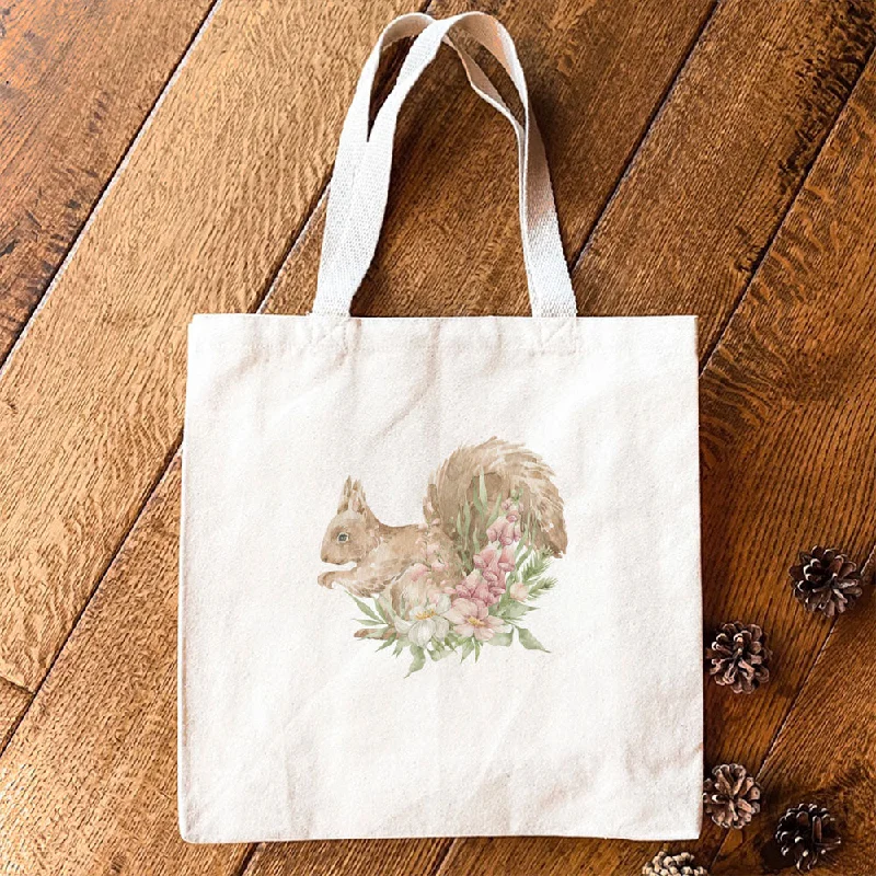 Bags For Personalized Gifts Floral Squirrel - Canvas Tote Bag