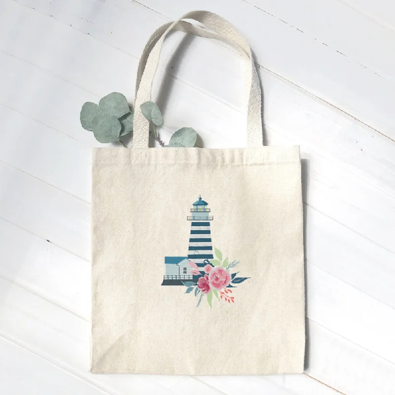 Tsa-Approved Bags For Hassle-Free Airport Security Floral Striped Lighthouse - Canvas Tote Bag