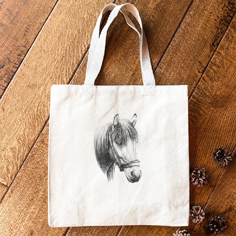 Customizable Bags For Personalized Style Hand Drawn Horse - Canvas Tote Bag