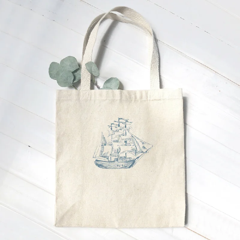 Affordable Bags For Budget Shoppers Hand Drawn Ship - Canvas Tote Bag