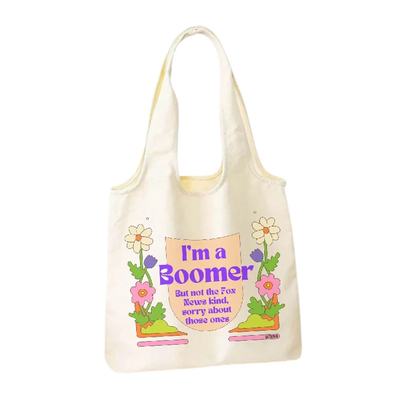 Seasonal Sale Bags I'm a Boomer But Not the Fox News Kind Slouchy Canvas Tote in Natural