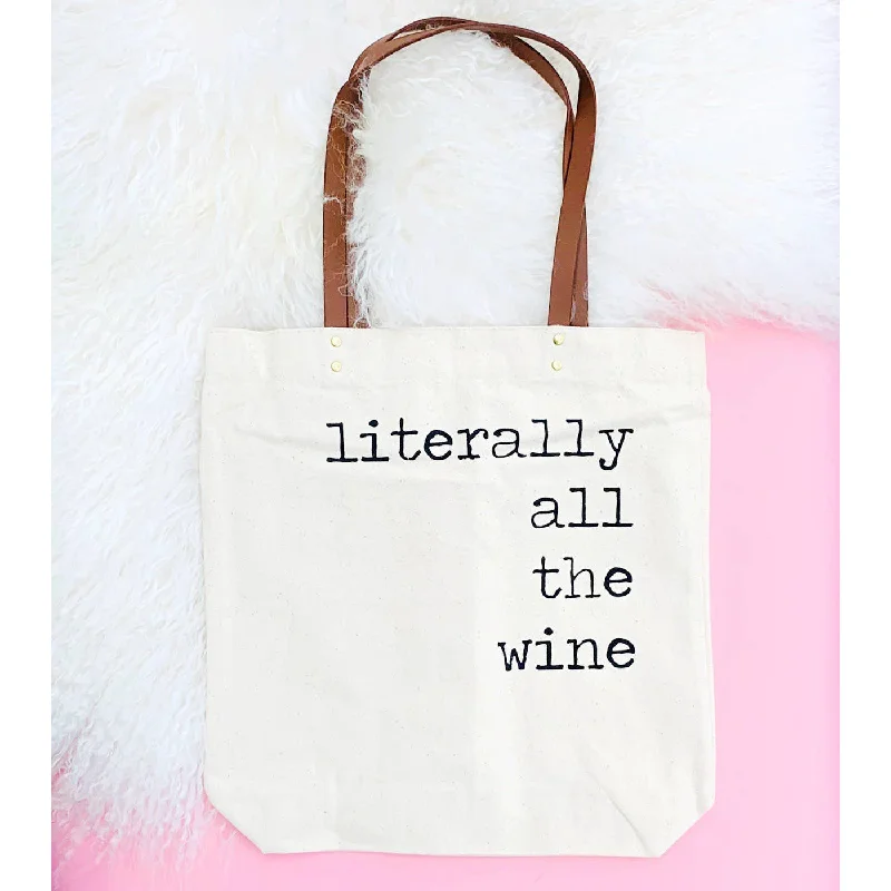 Bags For College Students On A Budget Fun Club Literally All The Wine Tote Bag | Vegan Leather Handles