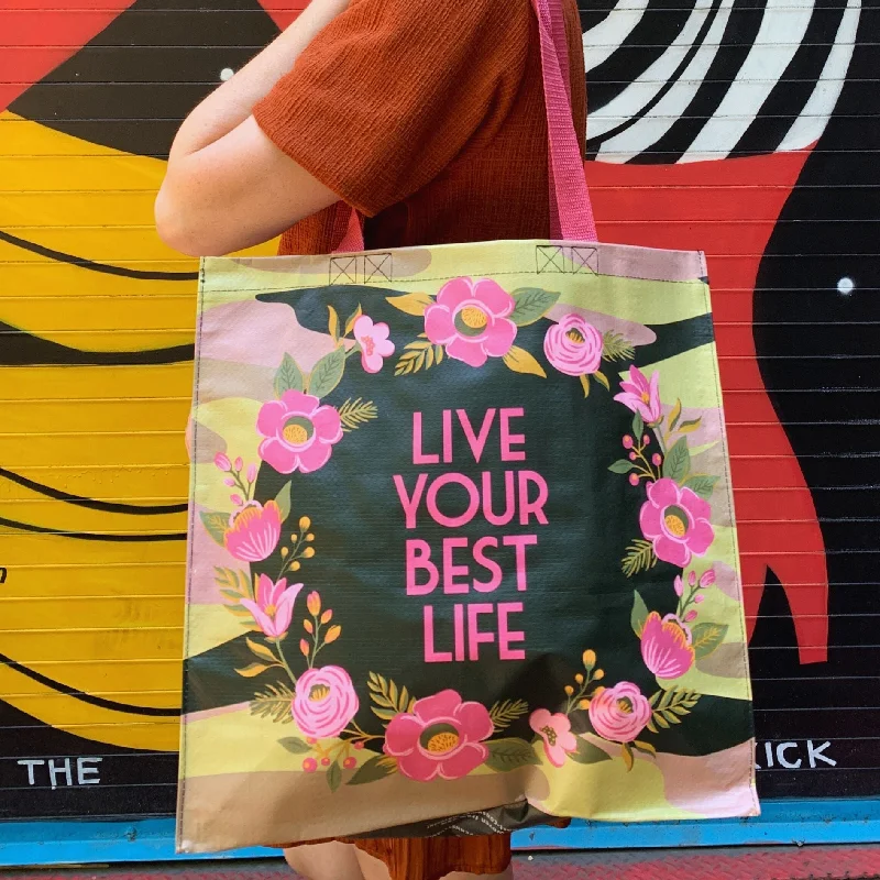 Durable And Fashionable Bags For Daily Use Live Your Best Life Floral Camo Market Tote Bag