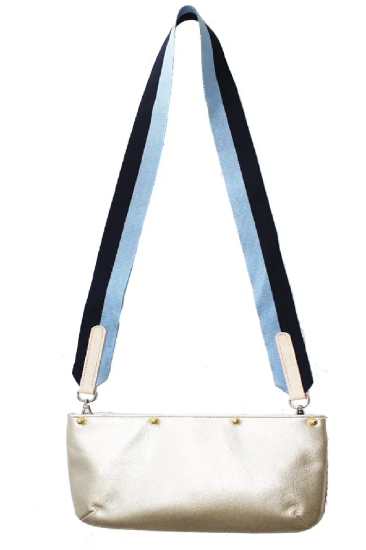 Bags For College Students On A Budget French Blue and Navy Striped Long Crossbody Bag Strap