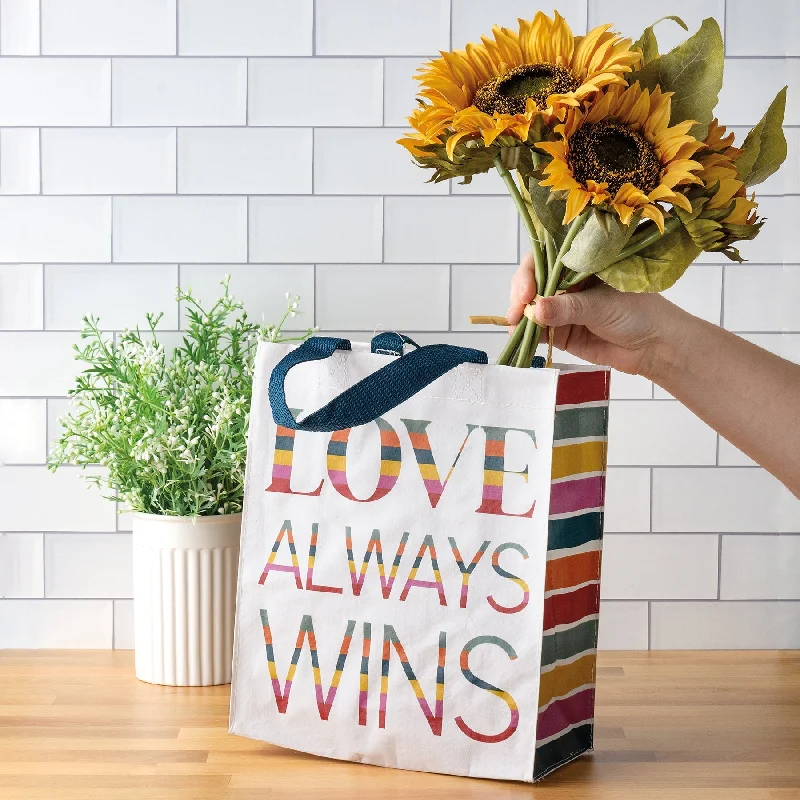 Holiday Gift Bags For Christmas Love Always Wins Daily Tote Bag | LGBTQ Pride | 8.75" x 10.25" x 4.75"