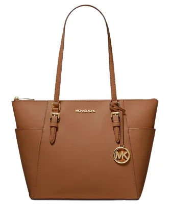 Lightweight And Functional Bags For Travel And Work Michael Michael Kors Charlotte Large Saffiano Leather Top Zip Tote Bag