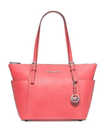 Chic Bags For Office Professionals And Urban Dwellers Michael Michael Kors East West Jet Set Saffiano Top Zip Tote