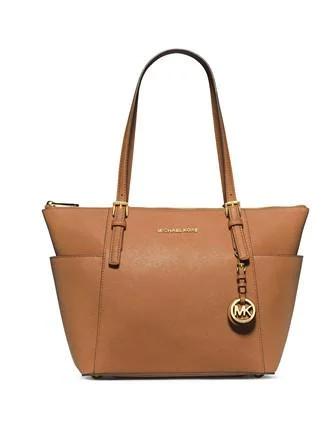 Chic And Clearance-Priced Tote Bags Michael Michael Kors East West Jet Set Saffiano Top Zip Tote