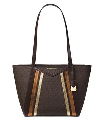 Luxury Bags On Sale Michael Michael Kors Whitney Signature Metallic Tote