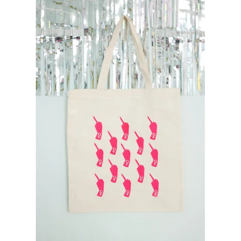 Seasonal Sale Bags Middle Fingers Tote Bag in Fluorescent Pink