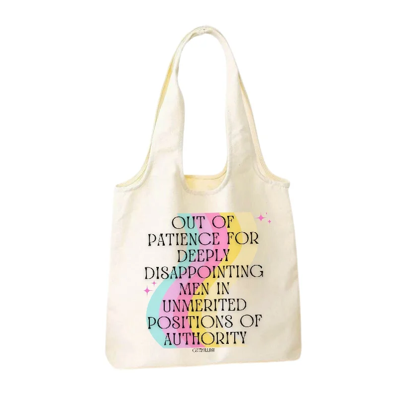 Luxury Bags For Working Professionals Out of Patience for Deeply Disappointing Men Slouchy Canvas Tote in Natural