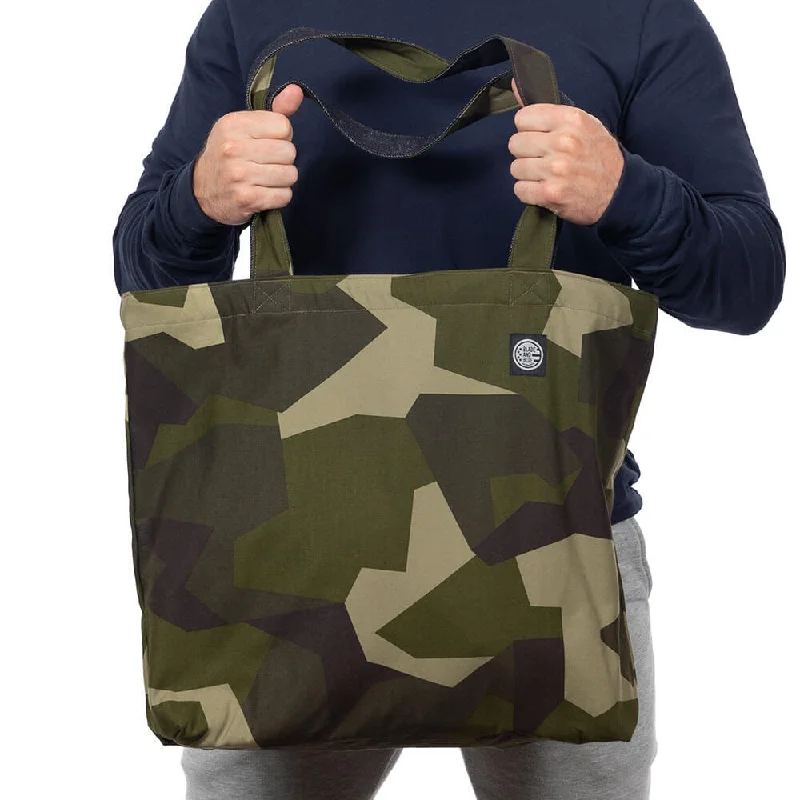 Professional Bags With Office Discounts Puzzle Camo Print & Denim Reversible Tote Bag - Made In USA