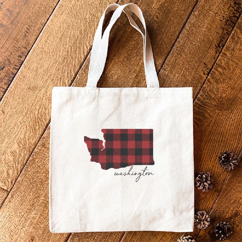 Modern And Limited-Time Offer Bags Red Plaid State - Canvas Tote Bag