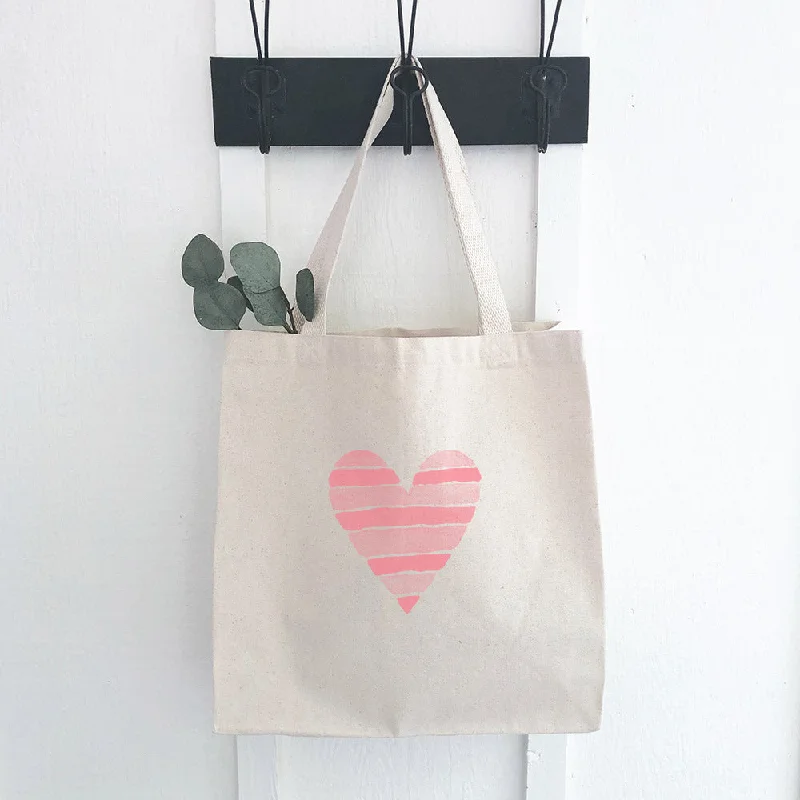 Bags For Personalized Gifts Striped Heart - Canvas Tote Bag