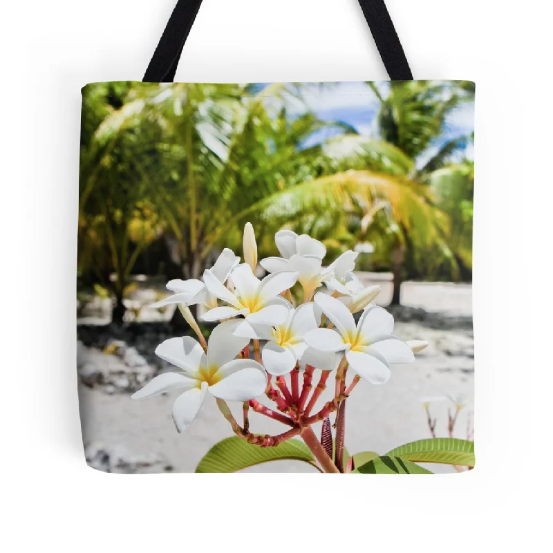 Compact Bags For Minimalist Travelers Tahiti Beach Plumeria Tote Bag