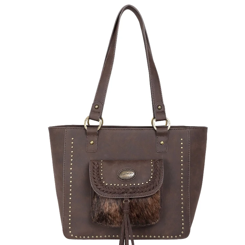 Bags With Tsa-Approved Features TR128G-8317 Trinity Ranch Hair-On Leather Collection Concealed Handgun Tote