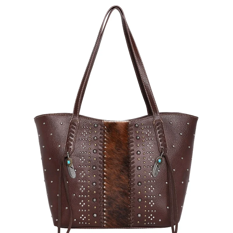 Valentine's Day TR130G-8317 Trinity Ranch Hair-On Leather Studs Collection Concealed Handgun Tote