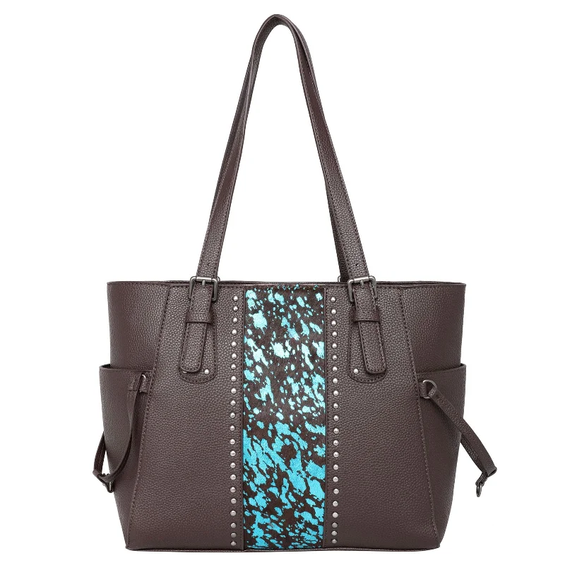 Inspired Bags For Affordable Luxury TR132G-8317 Trinity Ranch Hair-On Leather Studs Collection Concealed Carry Tote