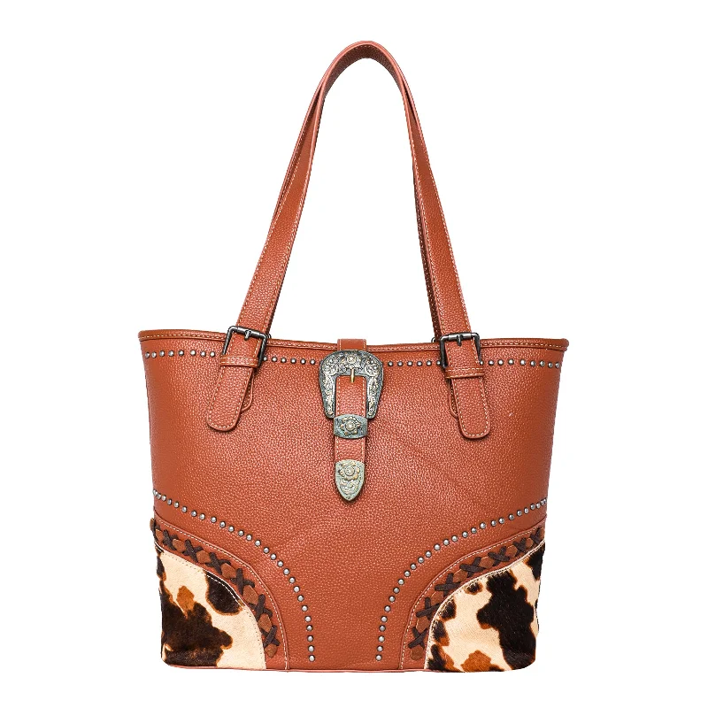 Bags For Sporty And Athletic Styles TR134G-8317 Trinity Ranch Hair-On Cowhide Buckle Collection Concealed Carry Tote