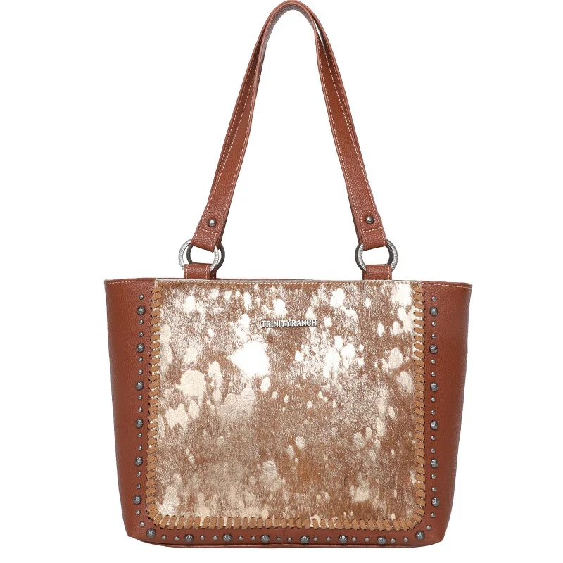 Lightweight And Functional Bags For Travel And Work TR135G-8260 Trinity Ranch Hair-On Cowhide Collection Concealed Carry Tote