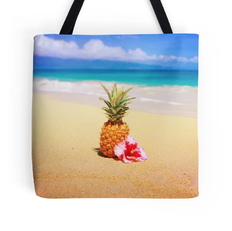 Halloween-Themed Tropical Beach Pineapple Tote Bag