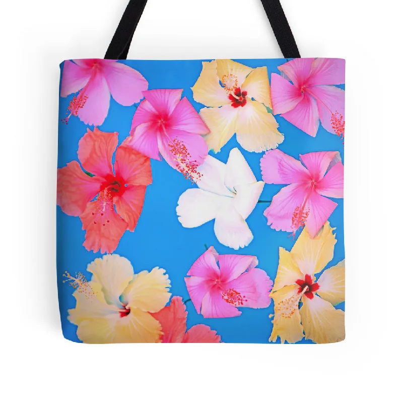 Trendy And Discounted Designer Handbags Vibrant Floating Hibiscus Tote Bag