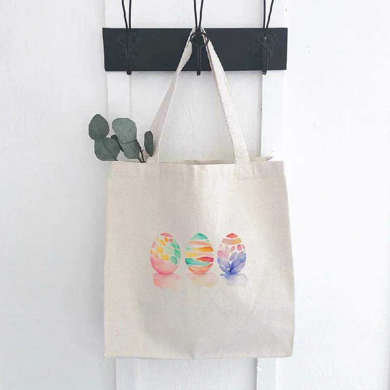 Inspired Bags For High-End Fashion Watercolor Easter Eggs - Warm - Canvas Tote Bag