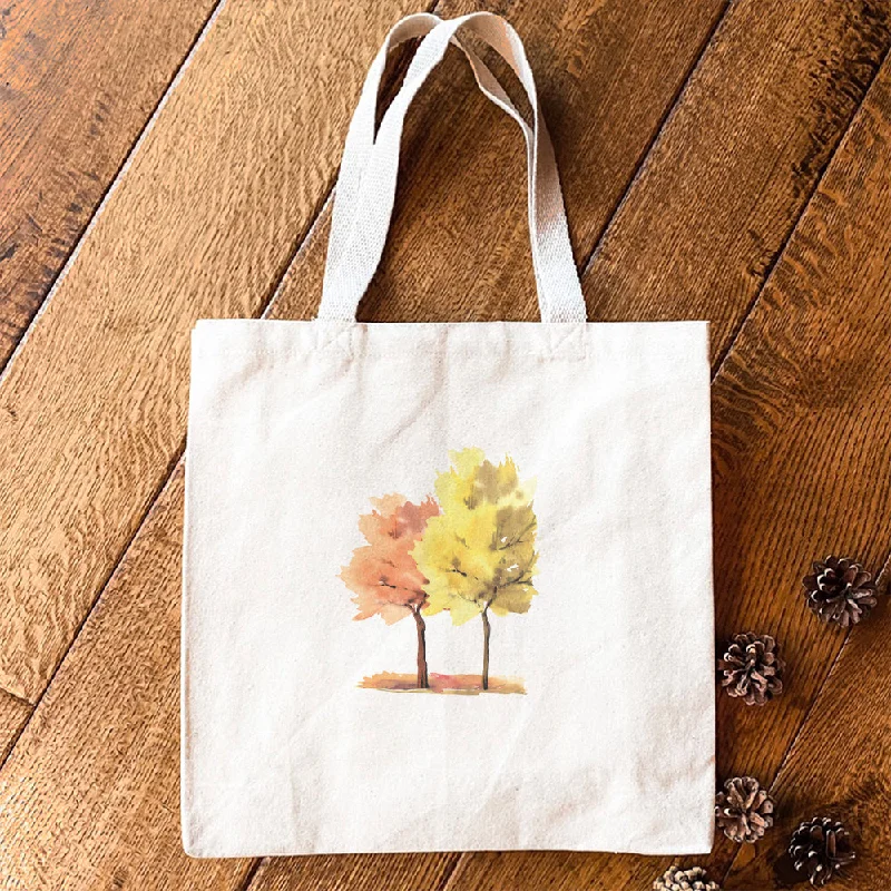 Anti-Theft And Budget-Friendly Bags Watercolor Fall Trees (Pair) - Canvas Tote Bag