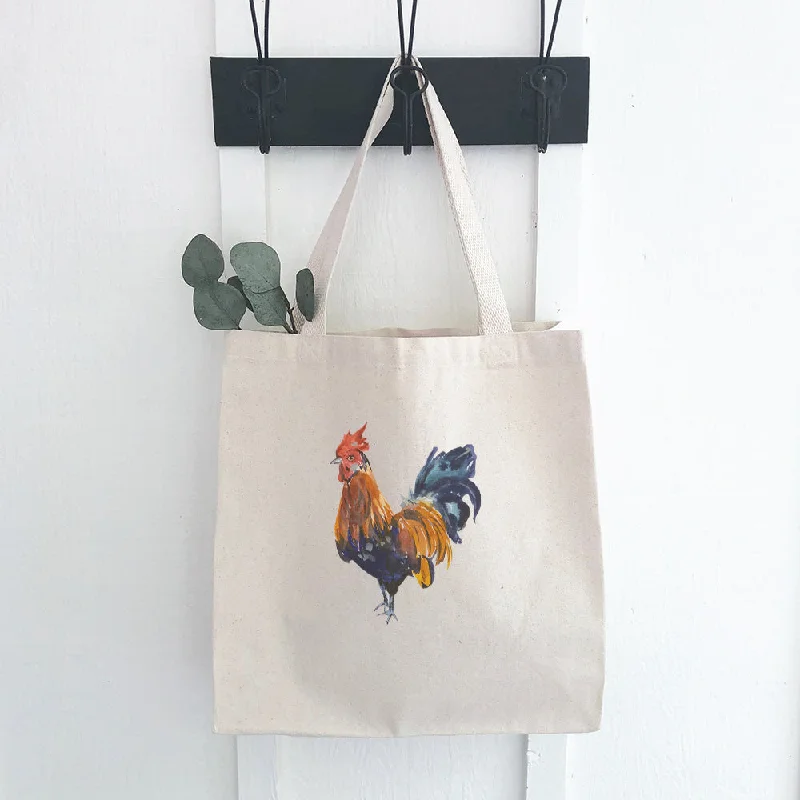 Minimalist Leather Bag For Modern Aesthetics Watercolor Rooster - Canvas Tote Bag