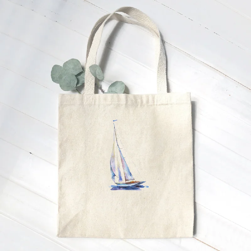 Festive Holiday Gift Bags Watercolor Sailboat (Blue) - Canvas Tote Bag