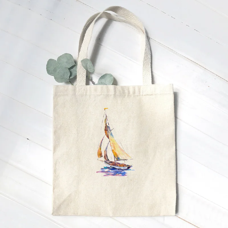 Luxury Bags On Sale Watercolor Sailboat (Orange) - Canvas Tote Bag