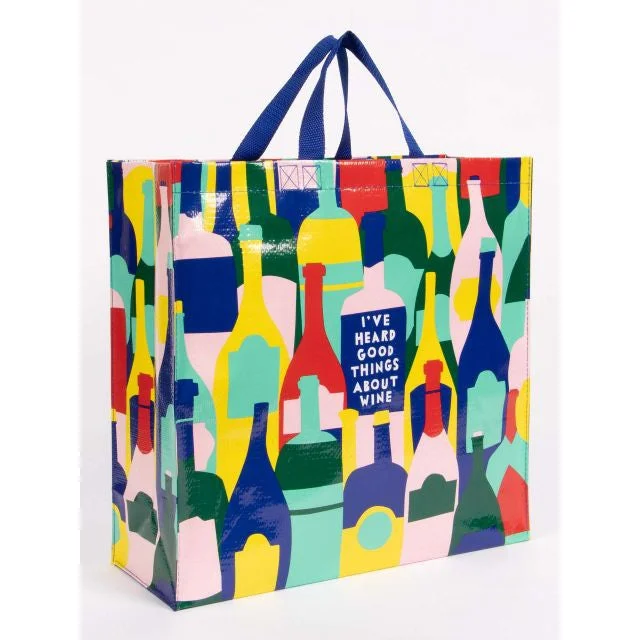 Versatile Bags That Suit Any Outfit Or Event I've Heard Good Things About Wine Shopper Tote Bag | 15" x 16" | BlueQ at GetBullish