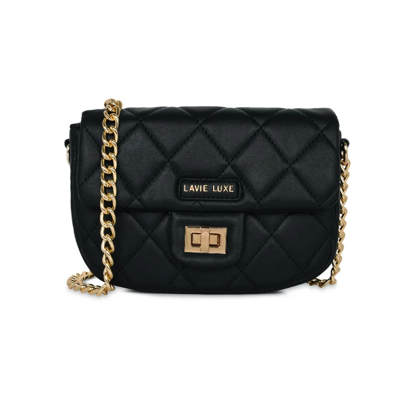 Bags For Outdoor Adventures Lavie Luxe Black Small Women's Chan Flap Sling Bag