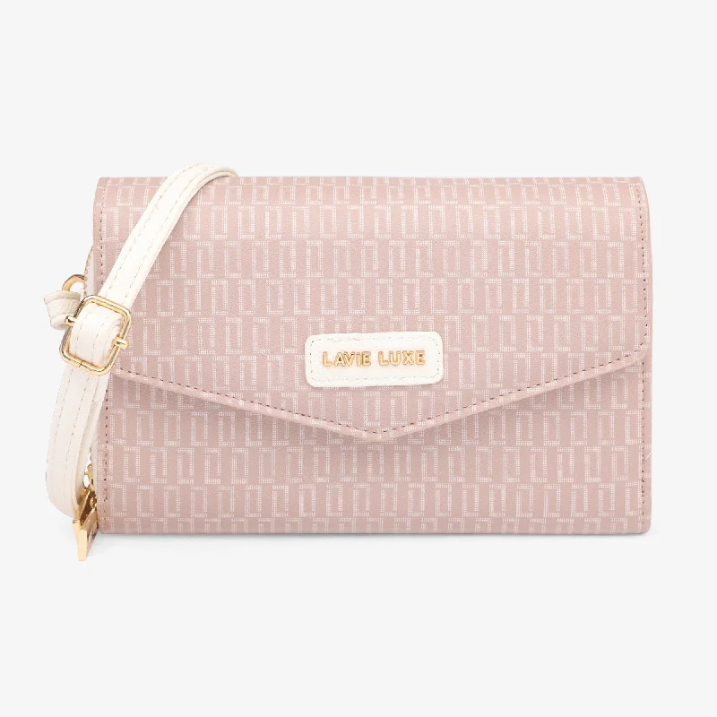 Luxury Bags With Premium Materials And Craftsmanship Lavie Luxe Sally Pink Large Women's Sling Wallet