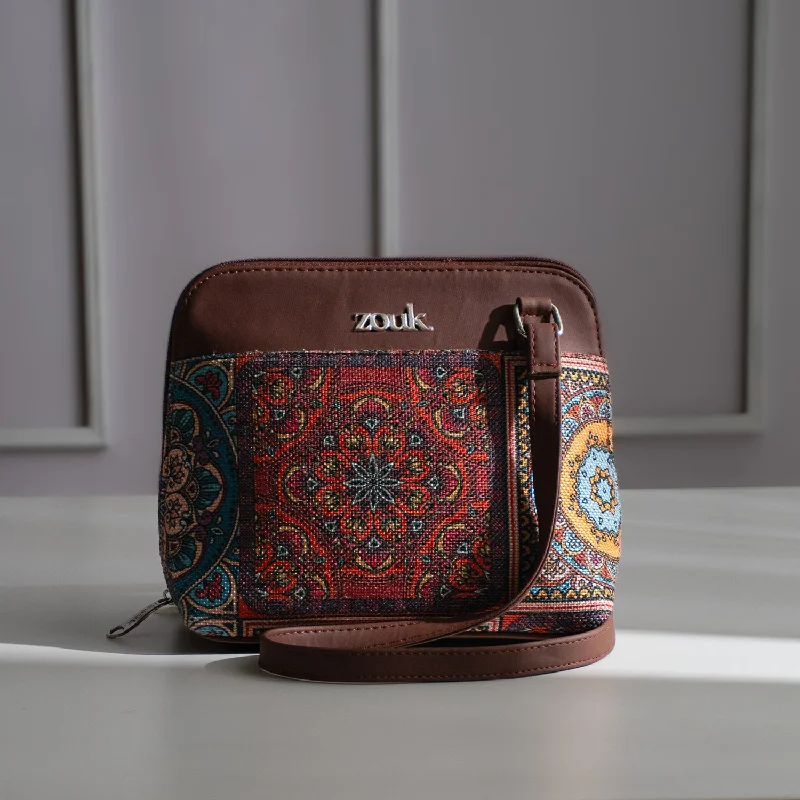 Rustic Bags For Outdoor And Nature-Inspired Looks Multicolor Mandala Print OOO Sling Bag