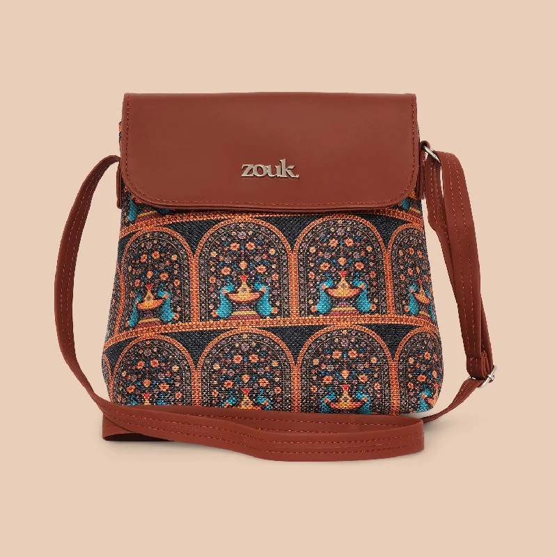 Limited-Time Offer On Trendy Bags Royal Indian Peacock Motif Flap Sling Bag